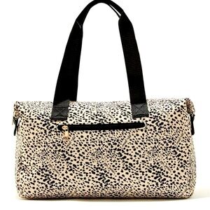 MALI + LILI signature leopard print canvas weekender bag. NEVER USED. 16x 6x 11